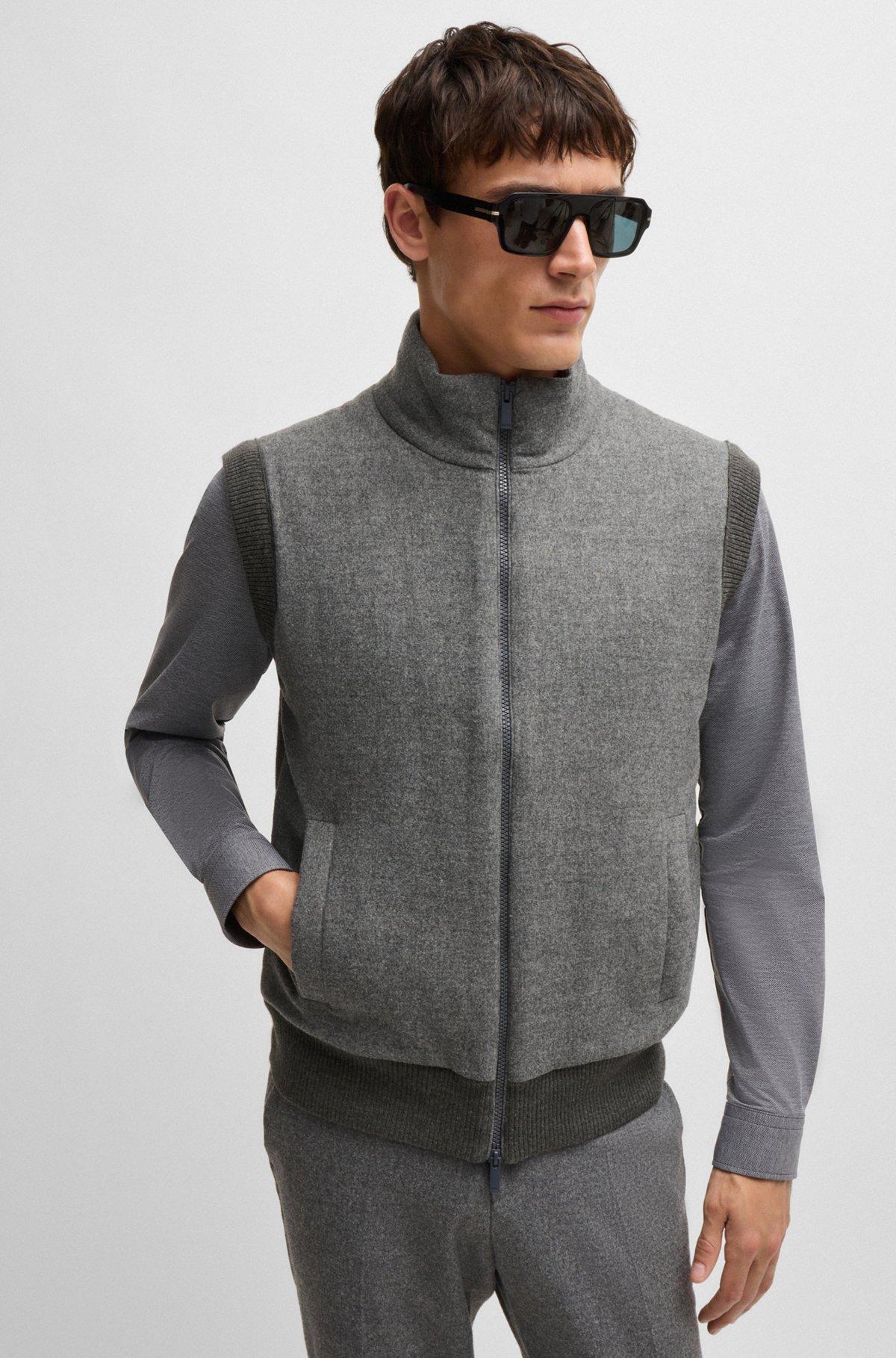 Regular-fit gilet with brushed-flannel front Product Image