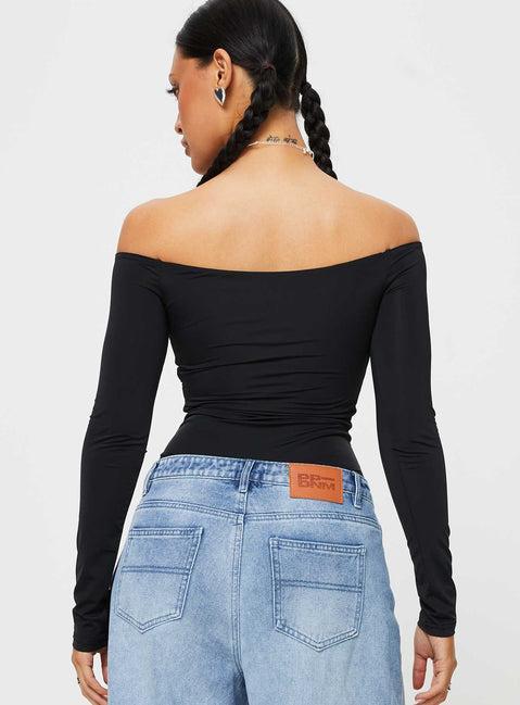 Tarine Wrap Bodysuit Black Product Image