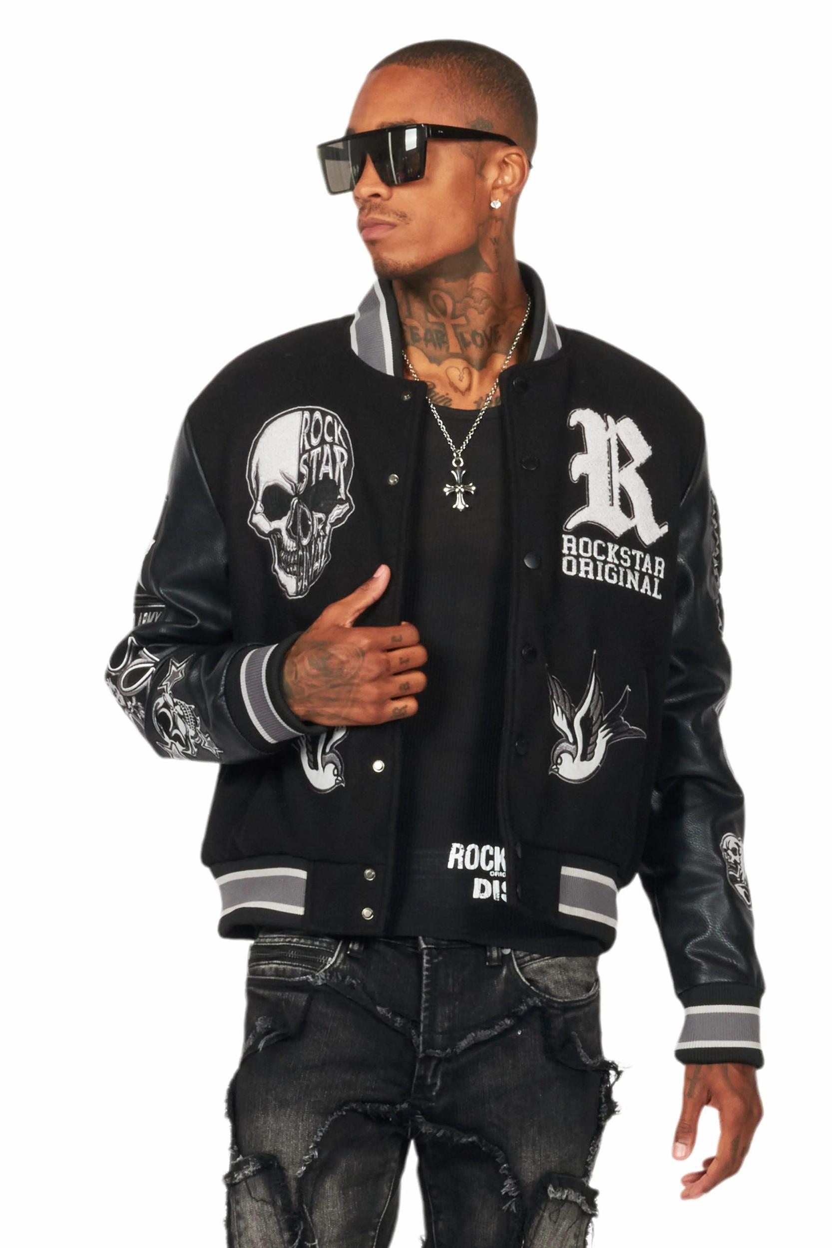 Vidar Black Varsity Jacket Male Product Image