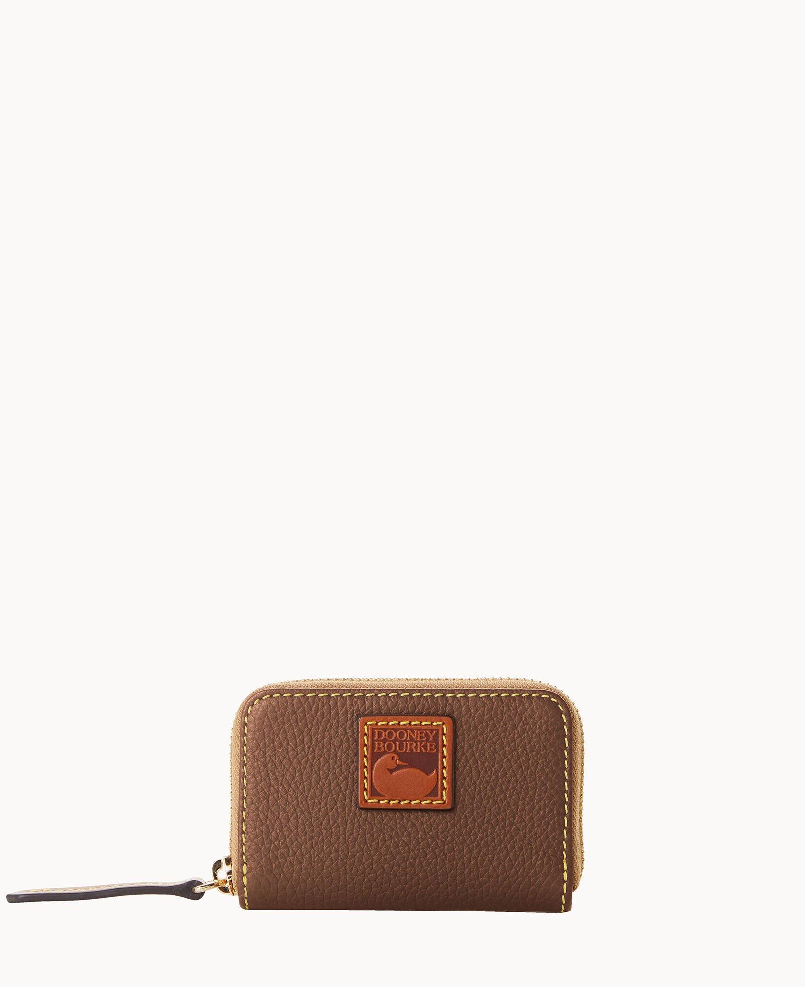 Dooney & Bourke Womens Pebble Grain Zip Around Credit Card Case in Bone, Leather Product Image