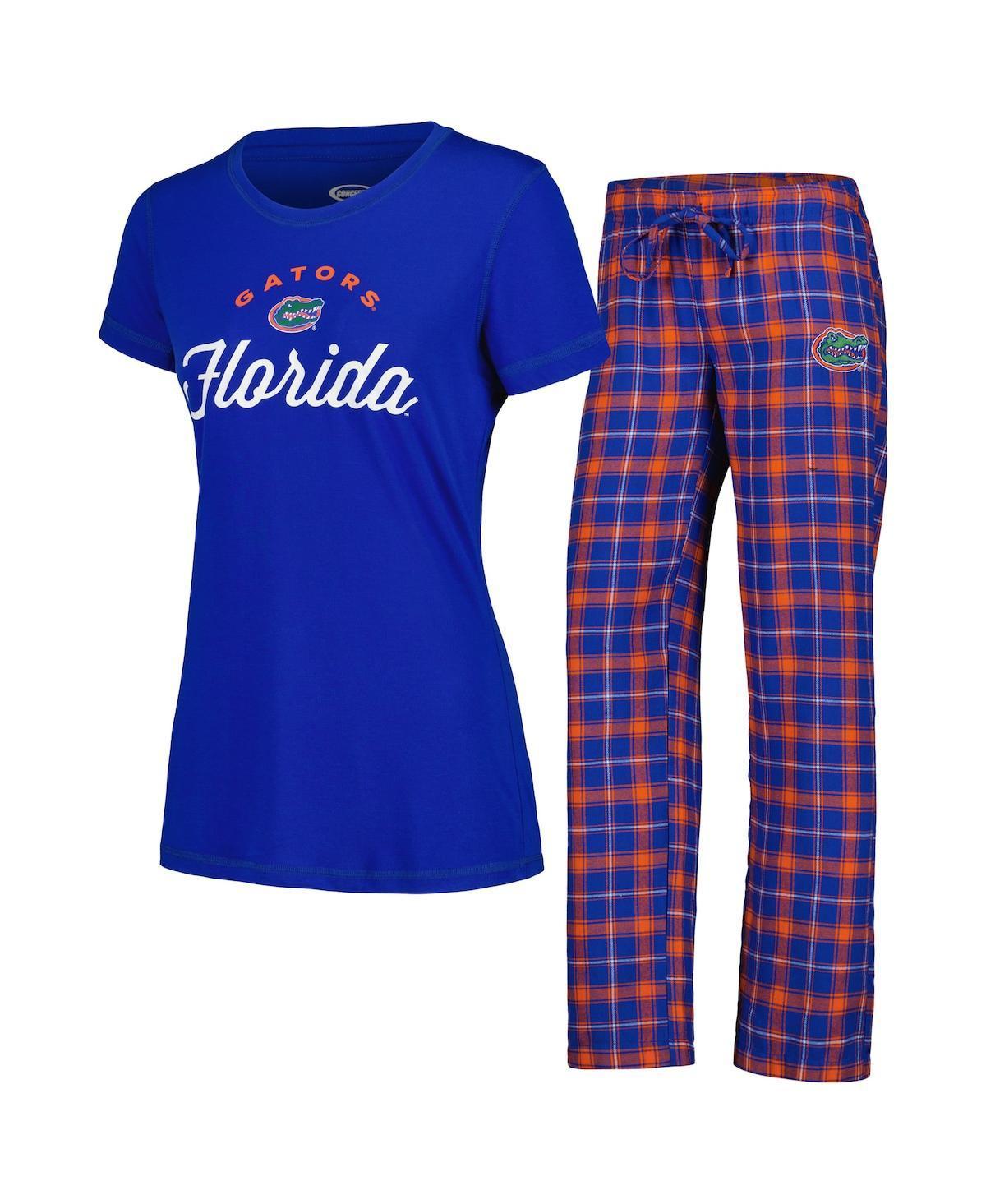 Women's Concepts Sport Royal/Orange Florida Gators Arctic T-Shirt & Flannel Pants Sleep Set, Size: 3XL, Blue Product Image