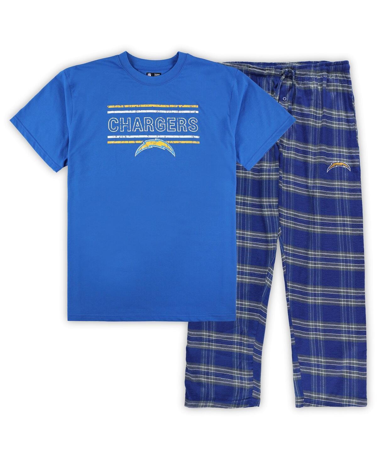 Men's Concepts Sport Powder Blue/Gray Los Angeles Chargers Big & Tall Flannel Sleep Set, Size: 3XLT, Light Product Image