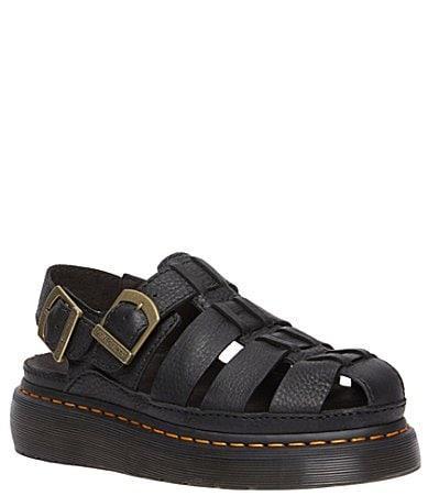 Dr. Martens Womens Wrenlie Grizzly Leather Fisherman Platform Sandals Product Image