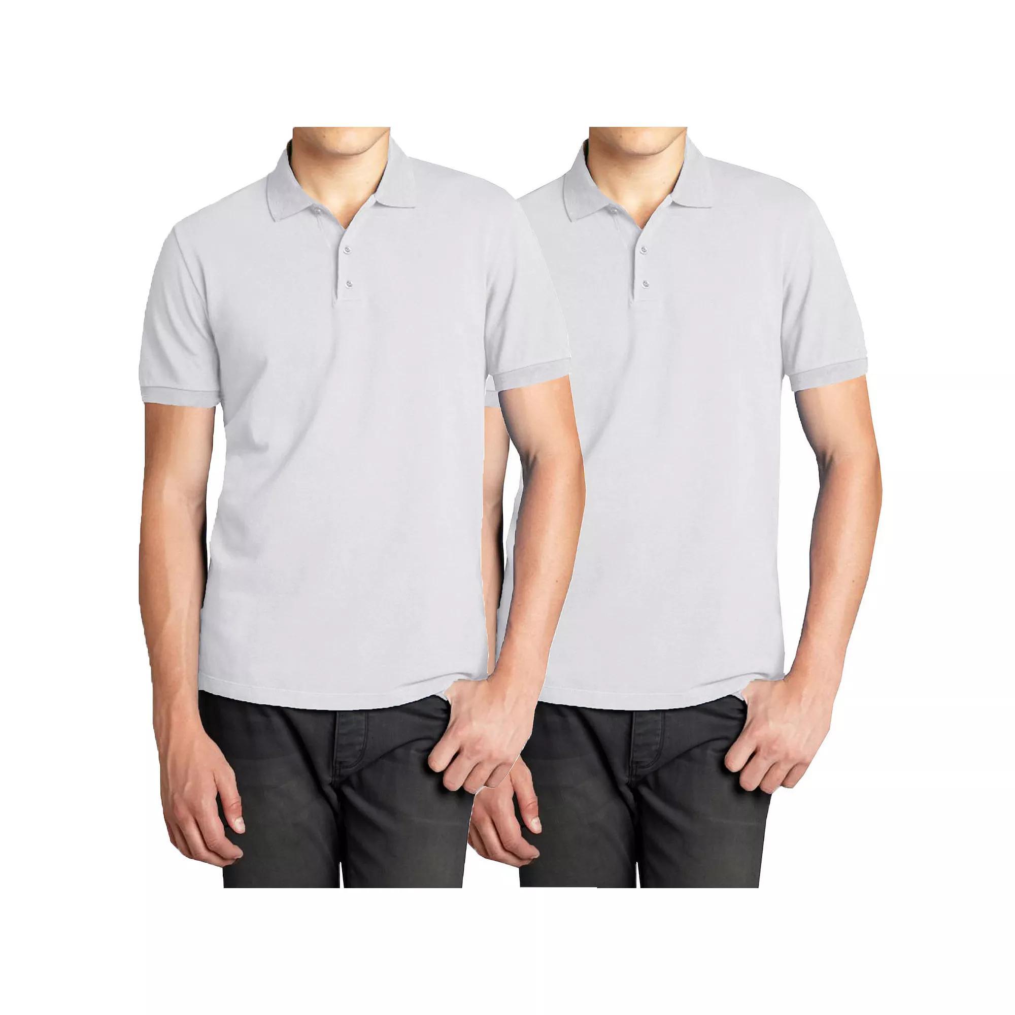 Men's Galaxy 2-Pack Pique Polo Shirts, Size: Small, White Product Image