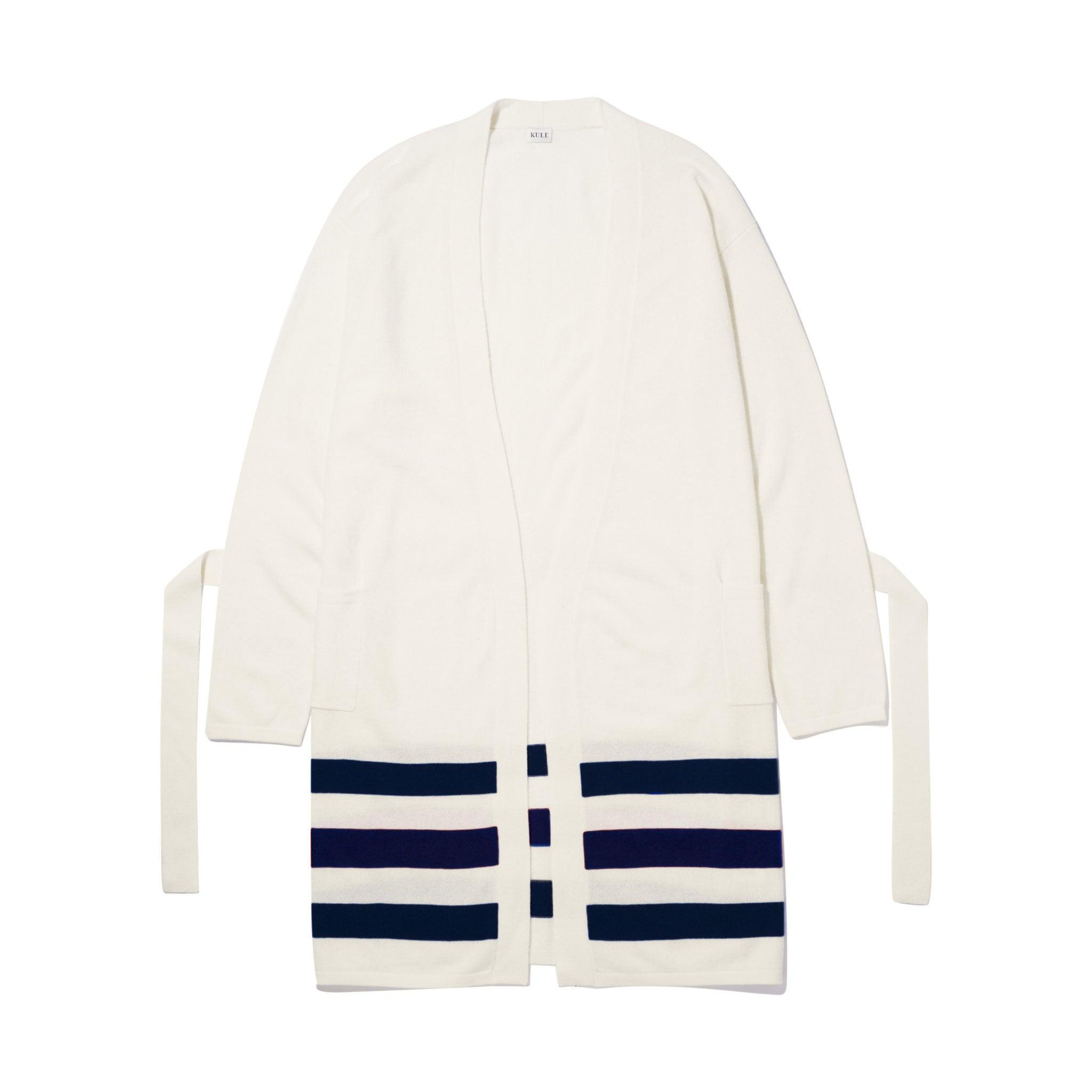 The Cashmere Blend Robe - Cream/Navy Female Product Image