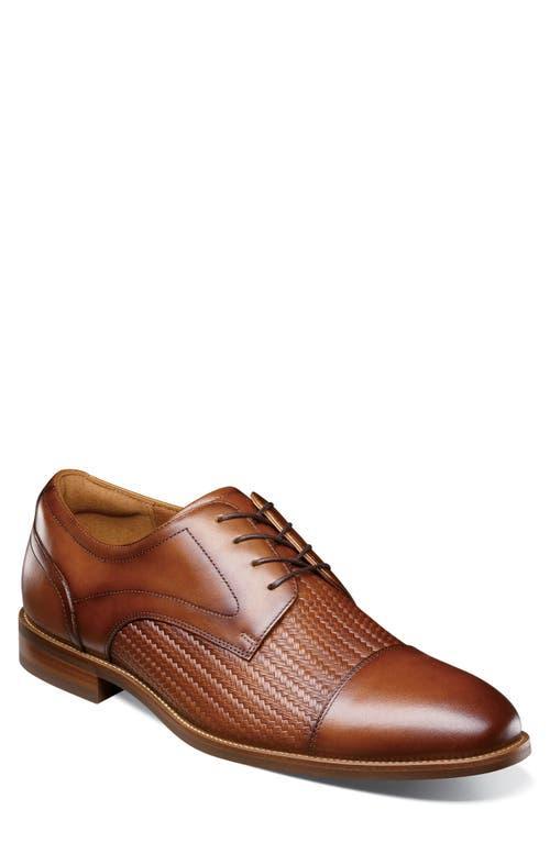 Florsheim Rucci Weave Cap Toe Oxford (Cognac) Men's Lace Up Wing Tip Shoes Product Image