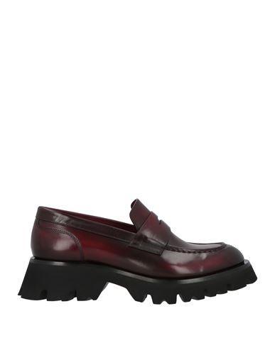 SANTONI Woman Loafers Burgundy Size 8 Leather In Red Product Image
