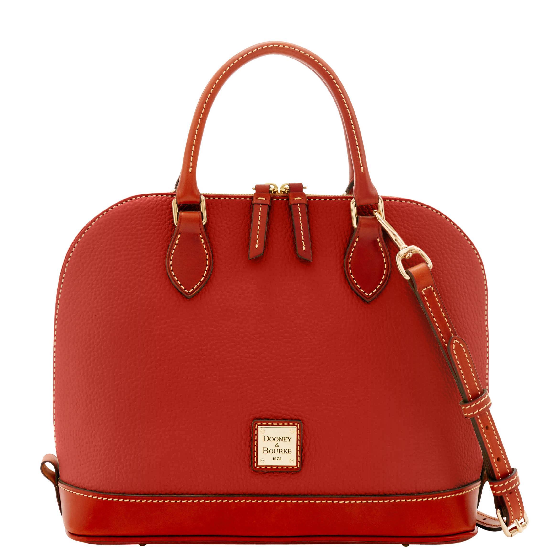 Dooney & Bourke Womens Pebble Grain Zip Zip Leather Satchel Bag in Olive Product Image
