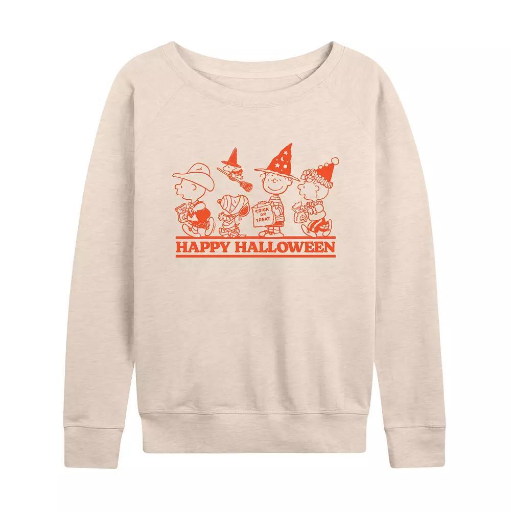 Womens Peanuts Happy Halloween French Terry Long Sleeve Tee Product Image