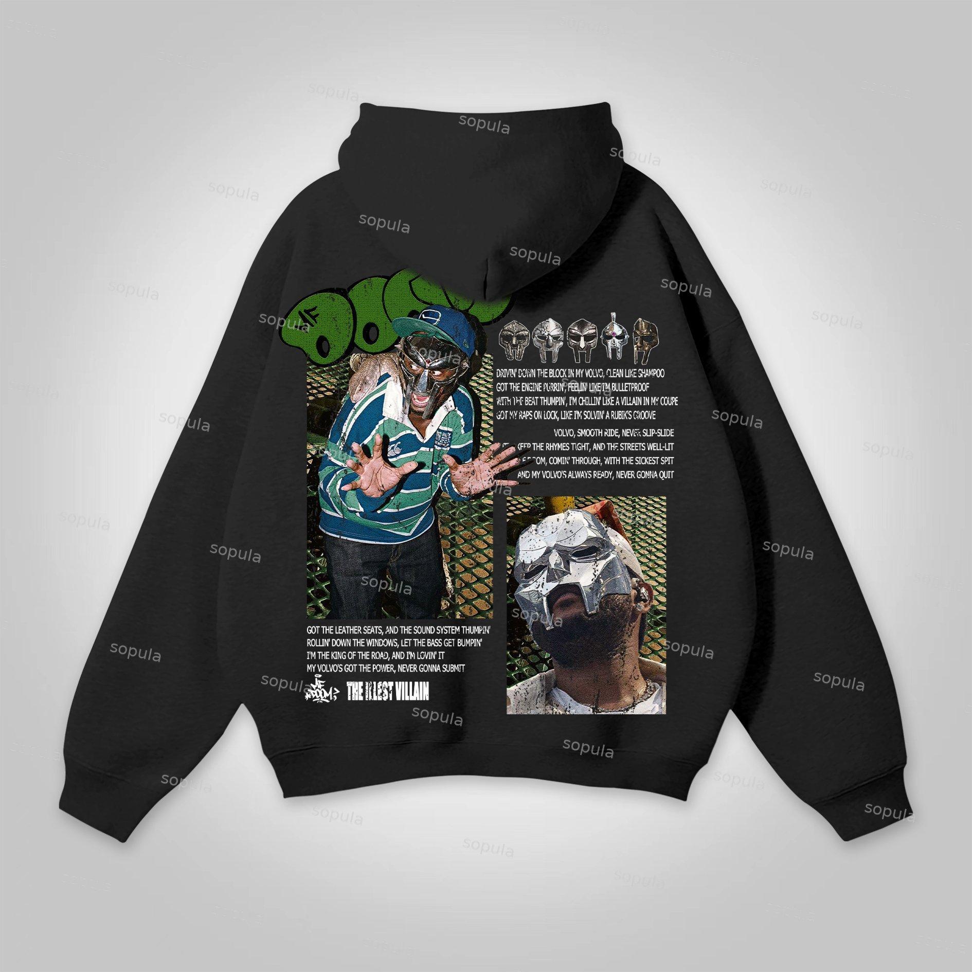 Sopula Vintage The Illest Villain Mf Doom Graphic Print Pocketless Hoodie Product Image