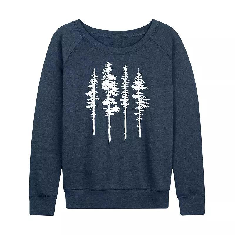 Womens Abstract Trees French Terry Long Sleeve Tee Grey Indigo Product Image