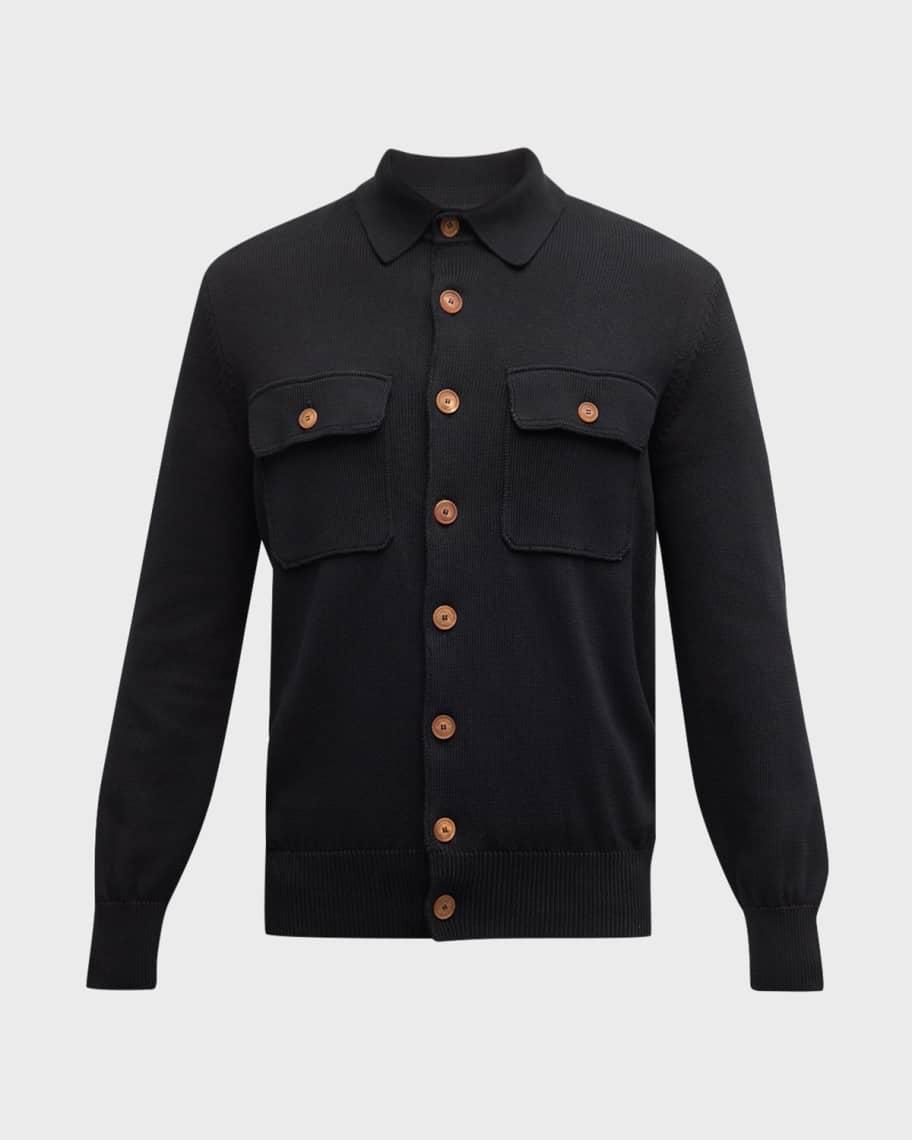 Mens Cotton Knit Cardigan Sweater Product Image