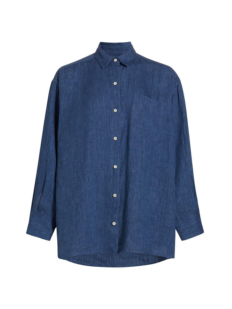 Womens Relaxed Silk Oversized Button-Up Shirt Product Image
