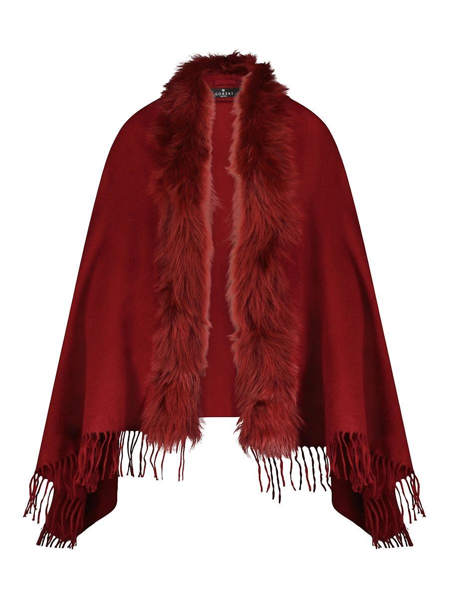 Womens Cashmere Stole with Toscana Lamb Trim Product Image