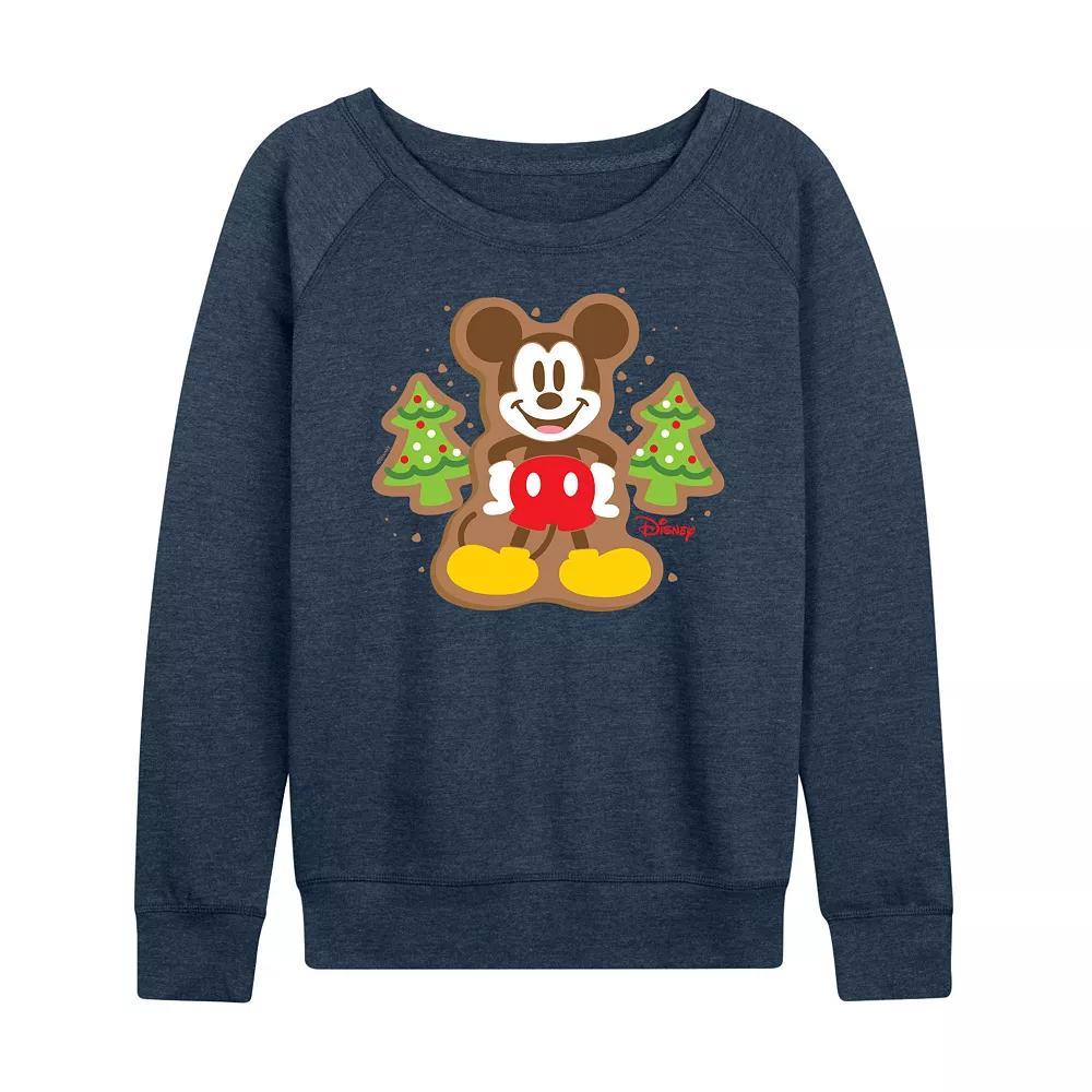 Disney's Mickey Mouse Women's Cookie French Terry Long Sleeve Tee, Size: Large, Grey Indigo Product Image