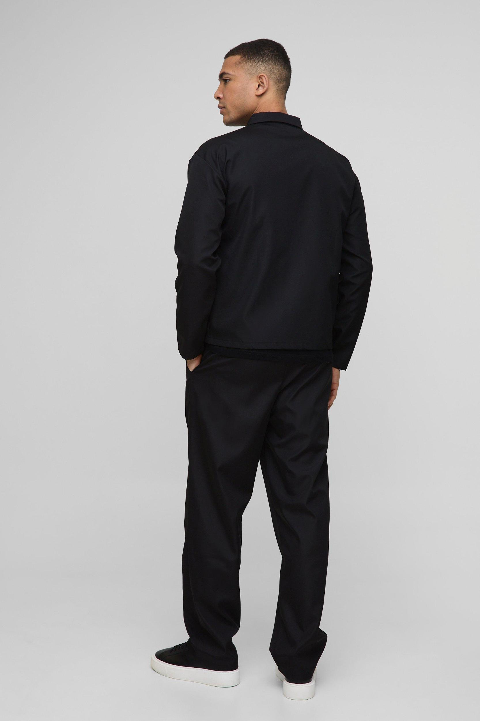 Regular Fit Zip Through Collared Jacket Set | boohooMAN USA Product Image