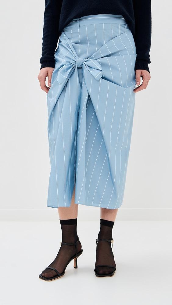 Tibi Striped Tech Poplin Tie Front Skirt | Shopbop Product Image