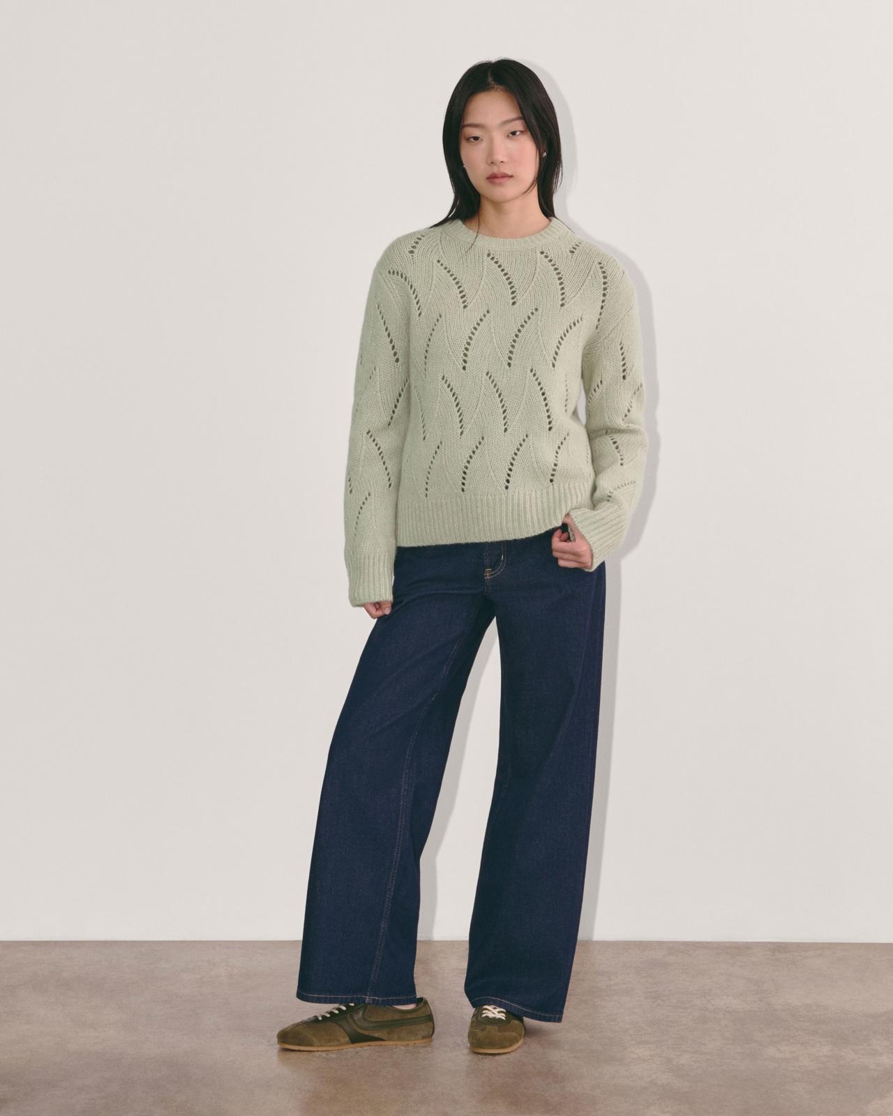 The Pointelle Sweater in Cloud Product Image