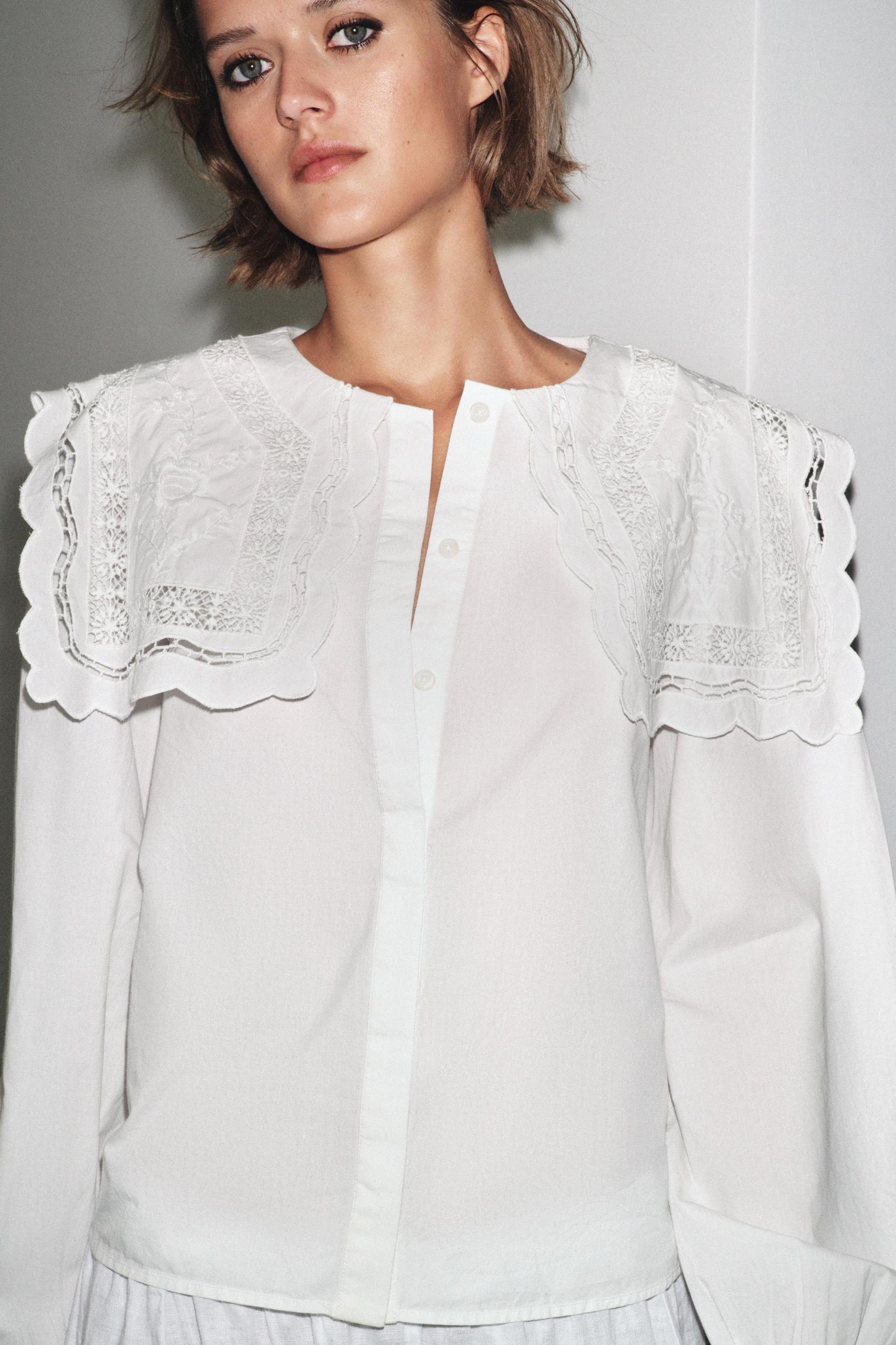 ZW COLLECTION EMBROIDERED COLLAR POPLIN SHIRT Product Image