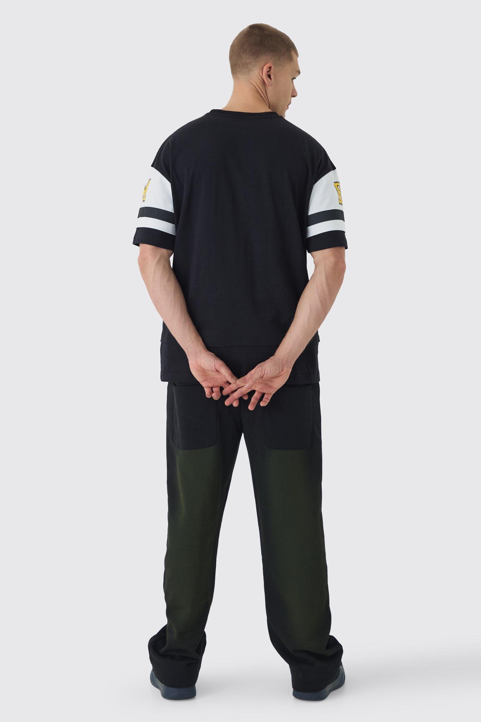 Straight Leg Distressed Moto Printed Loopback Sweatpants | boohooMAN USA Product Image