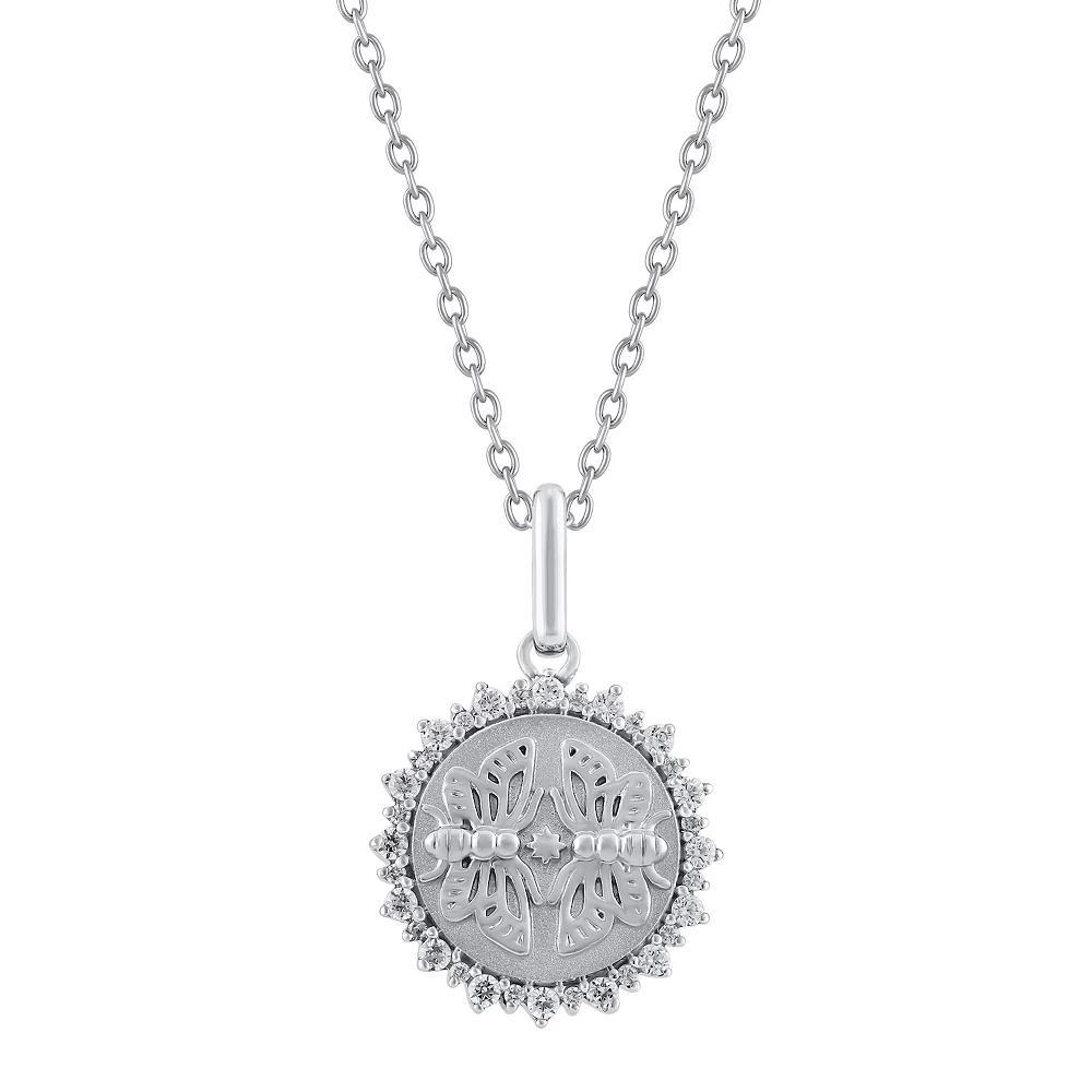 Royal Aura Sterling Silver 1/4 Carat T.W. Diamond Medallion Dove Pendant Necklace, Women's, Size: 18" Product Image