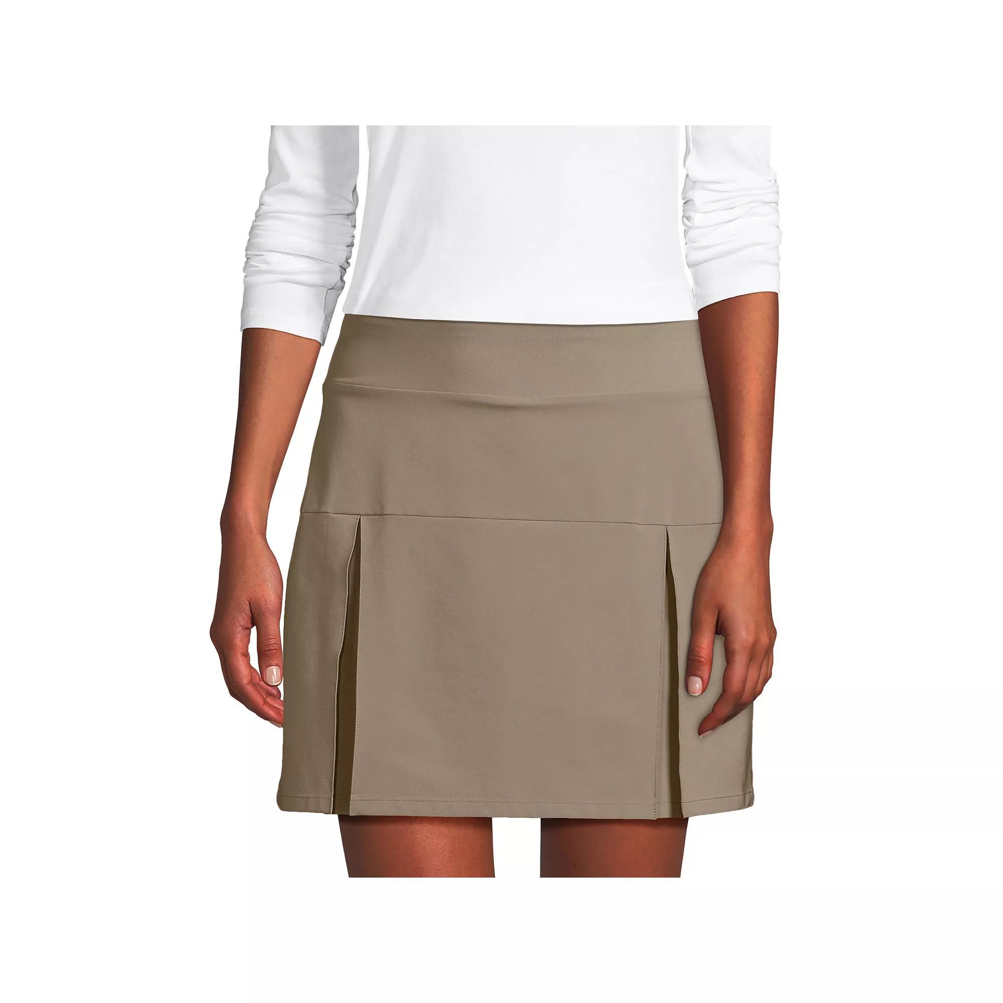 Women's Lands' End Performance Pleated Skort, Size: Large, Green Product Image