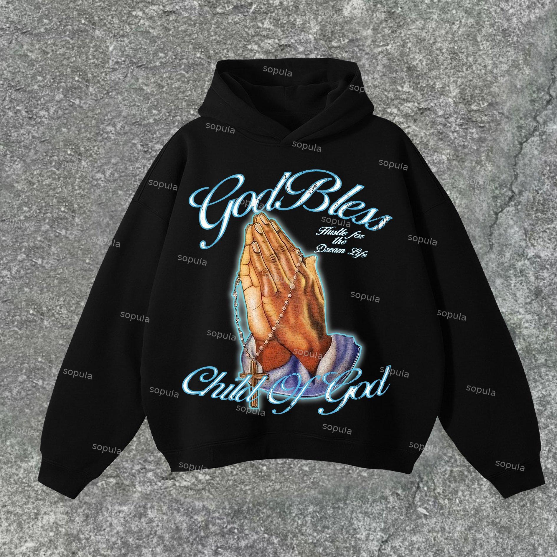 Sopula Jesus Retro Fade Portrait Graphic Hoodie Product Image