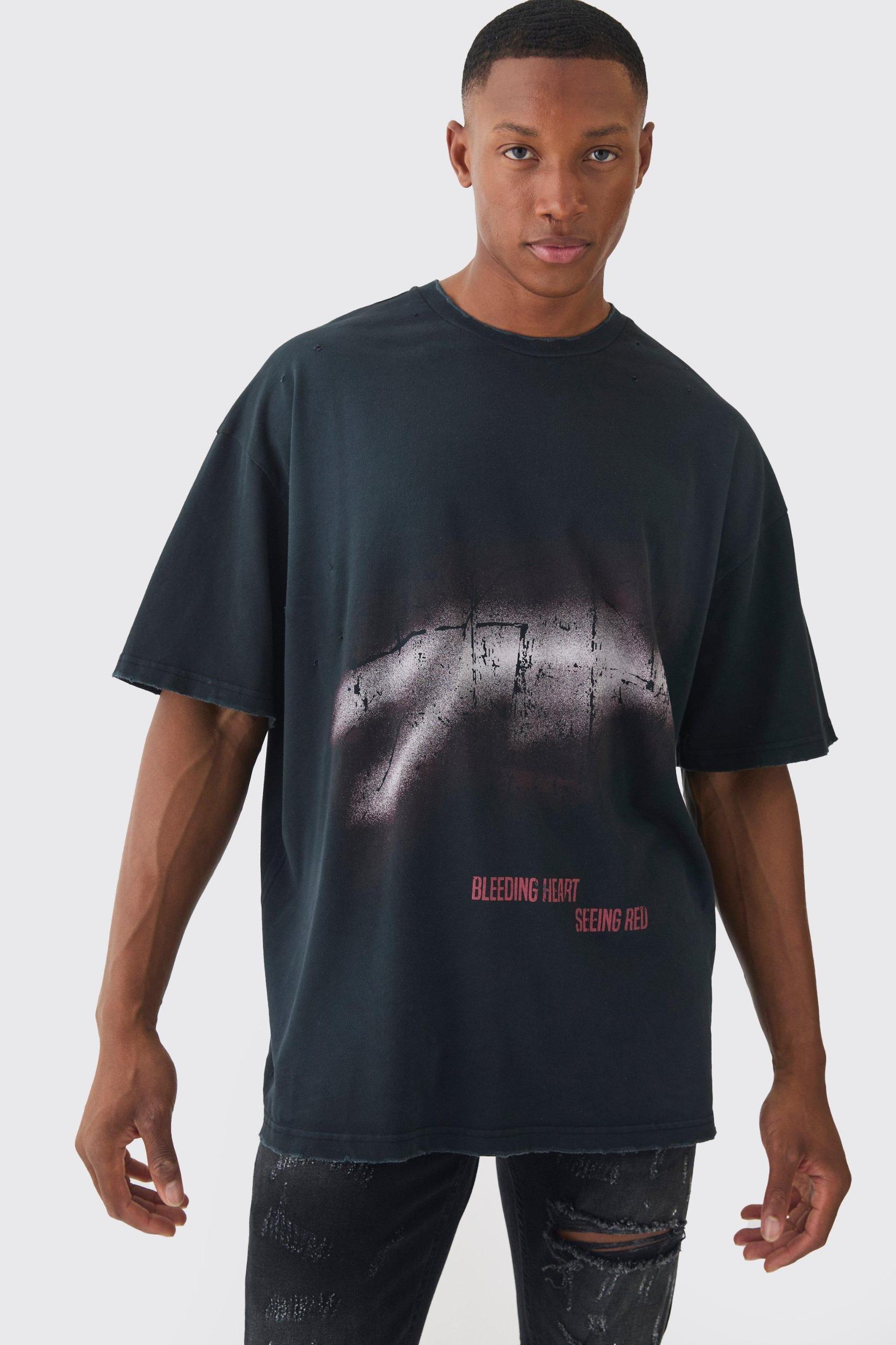 Premium Oversized Washed & Graphic T-shirt | boohooMAN USA Product Image
