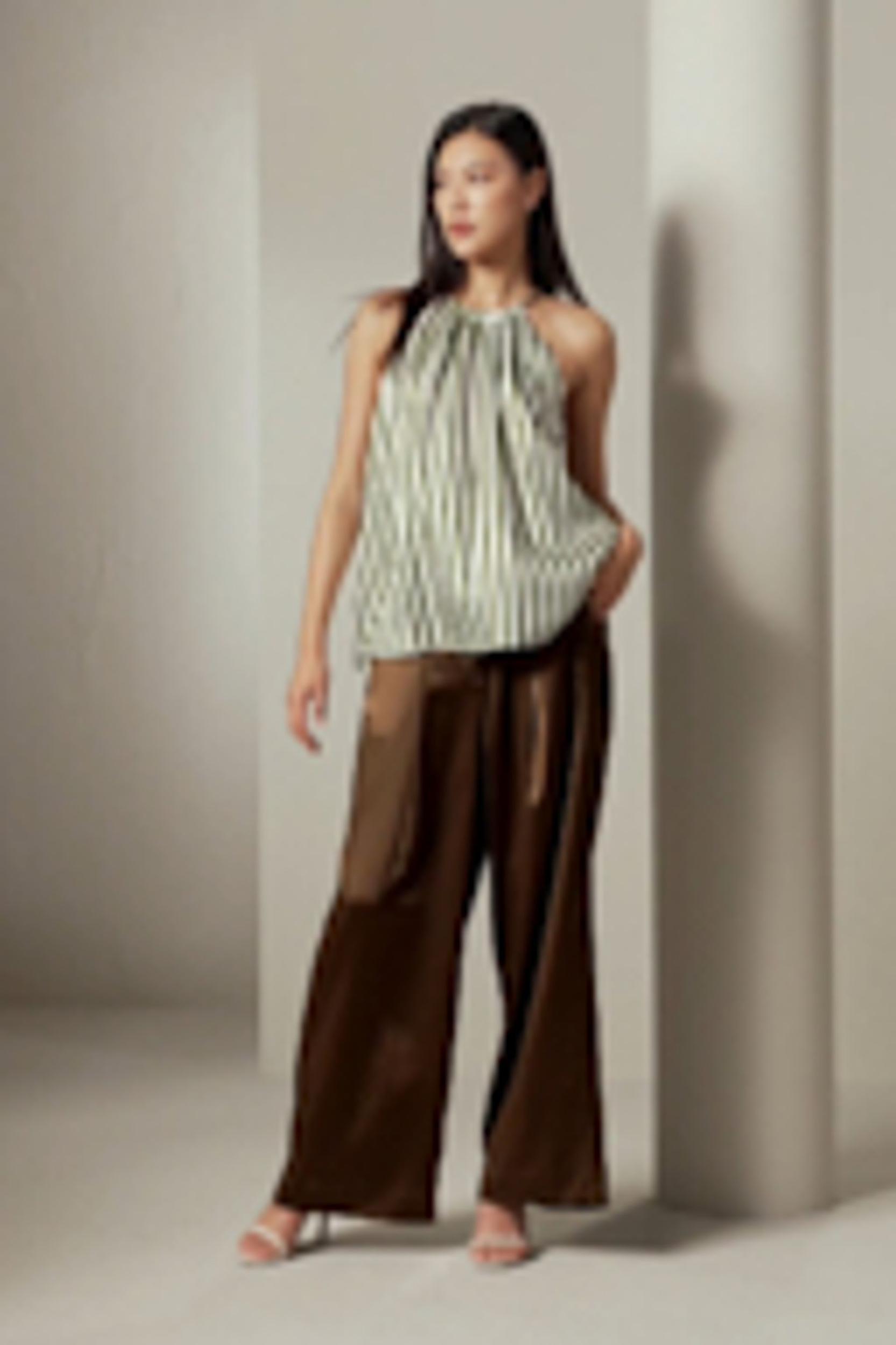 Silk Twill Halter Neck Top Product Image