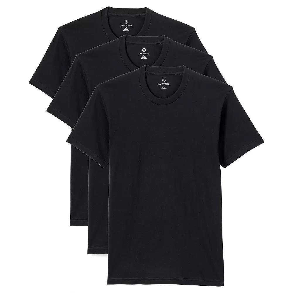 Men's Lands' End Crewneck 3-Pack Undershirt, Size: XL, Black Product Image