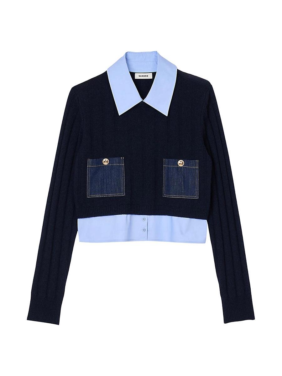 Womens Cropped Wool and Cashmere Sweater Product Image
