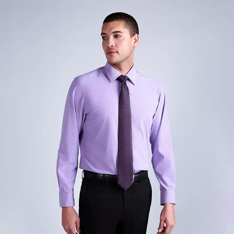 Mens Haggar Performance Classic Fit Dress Shirt Purple Check Product Image