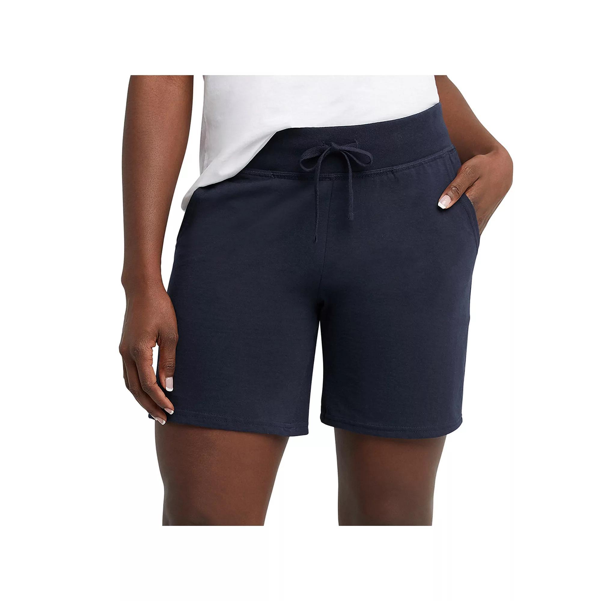 Women's Hanes® Jersey Drawstring Shorts, Size: XL, Light Silver Product Image