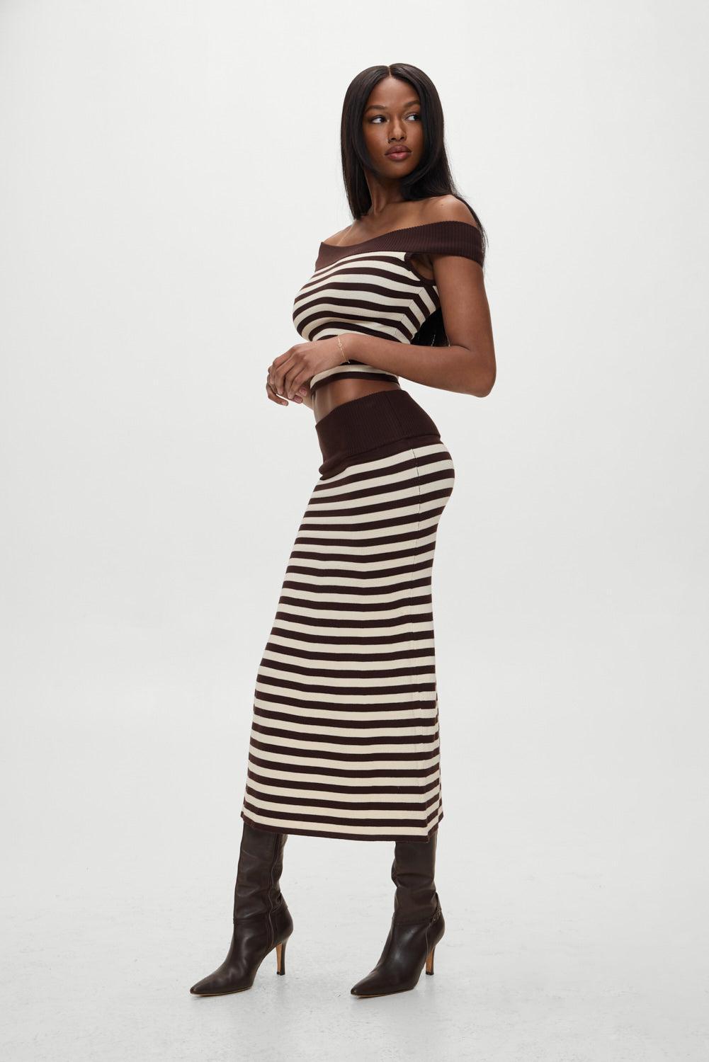 x BELLA HADID Tucker Knit Top - Cowboy Stripe Product Image