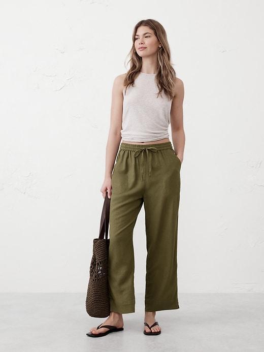 Straight Linen-Blend Pull-On Pant Product Image