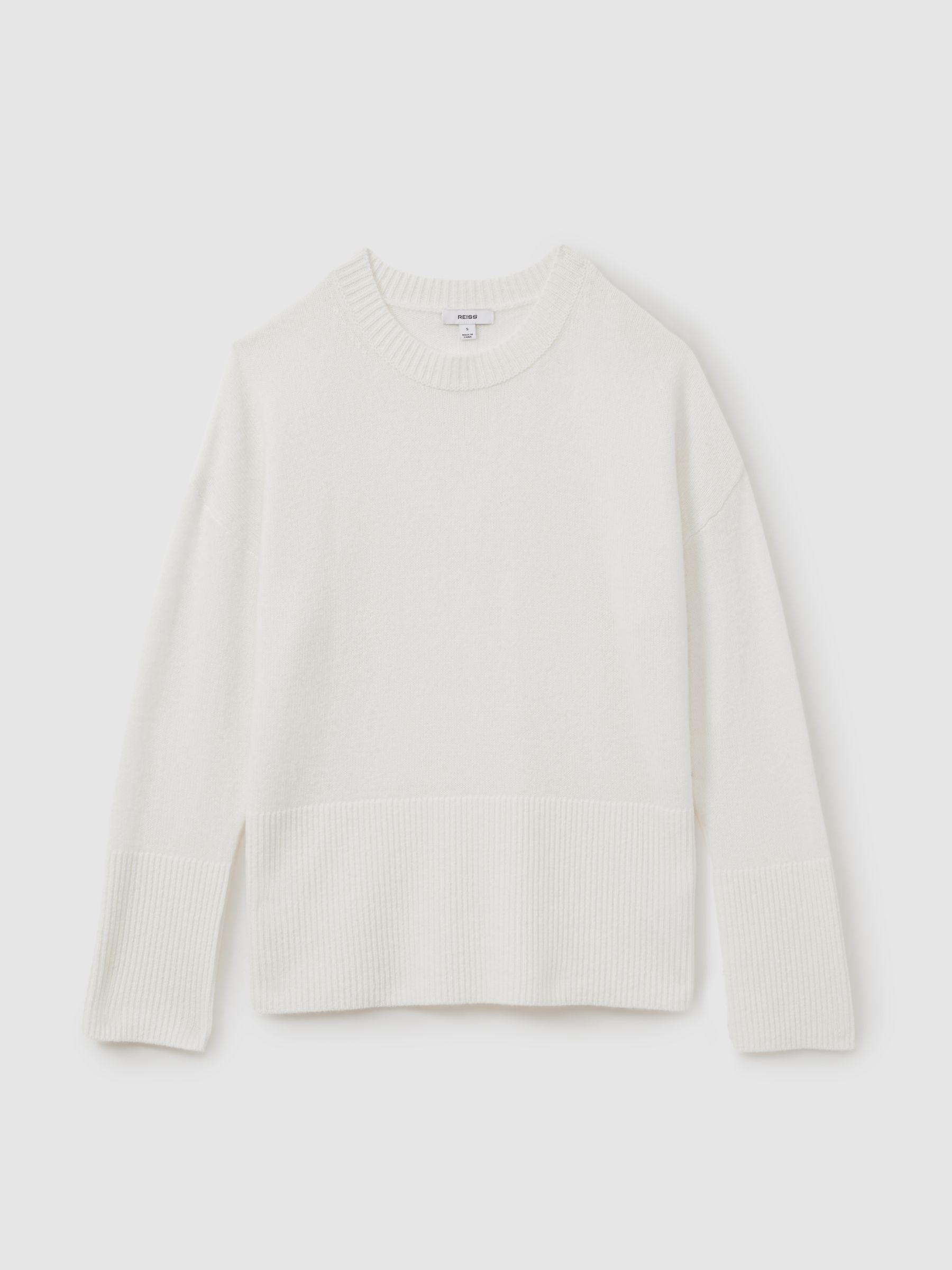 Wool-Cashmere Crew Neck Jumper in Cream Product Image