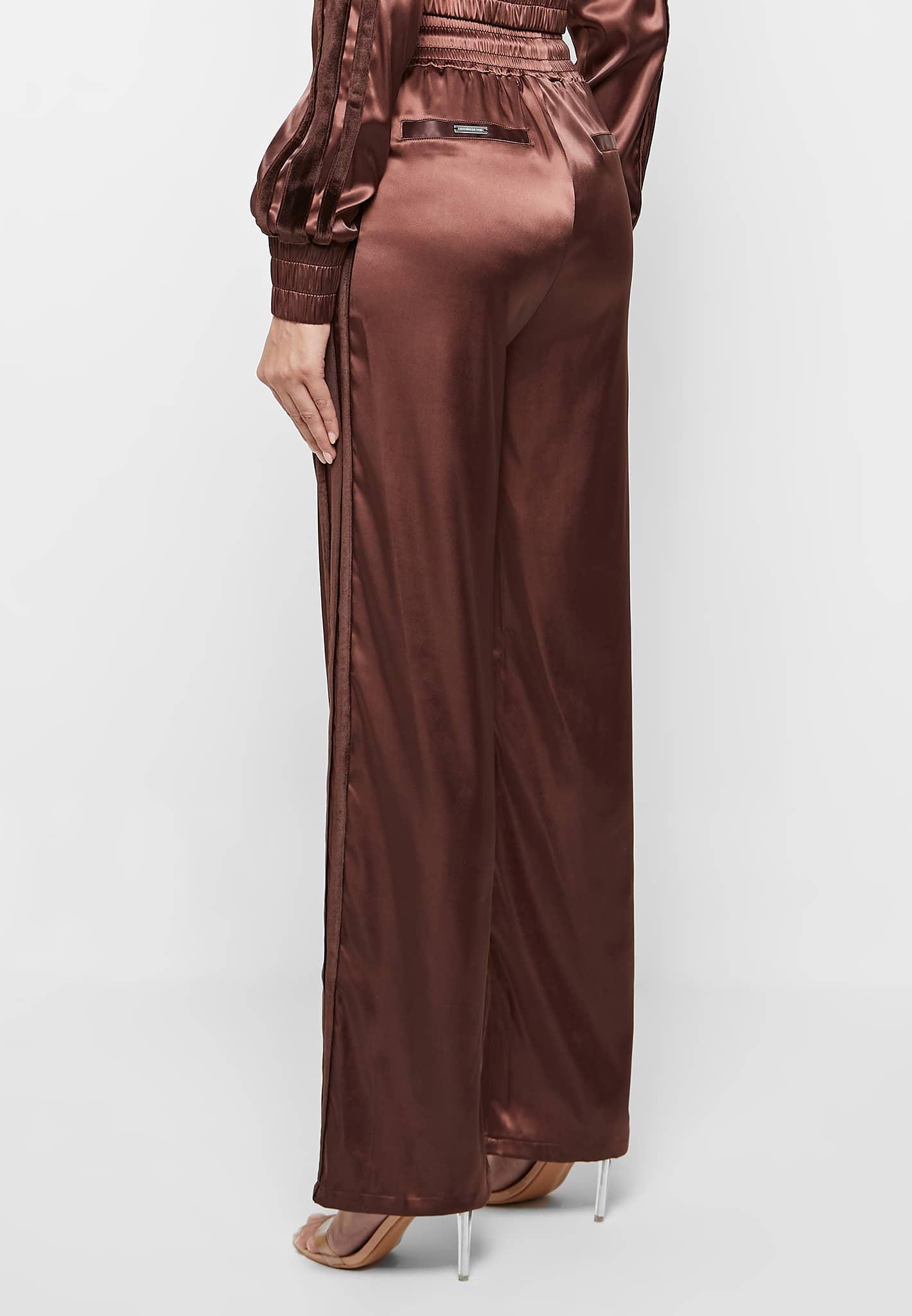 Satin and Velvet Trousers - Brown Female Product Image