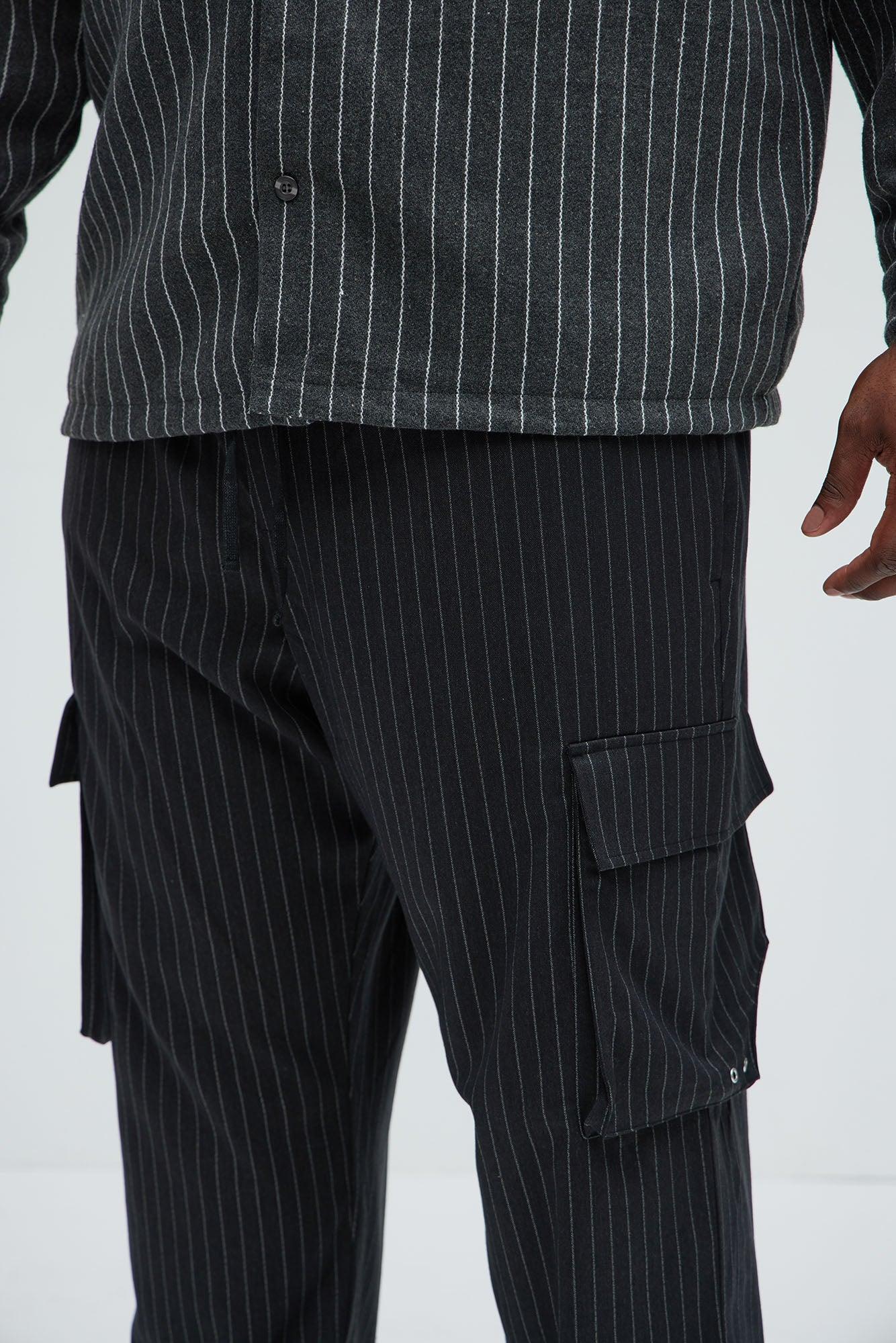 Perth Pinstripes Relaxed Cargo Pants - Black/combo Product Image