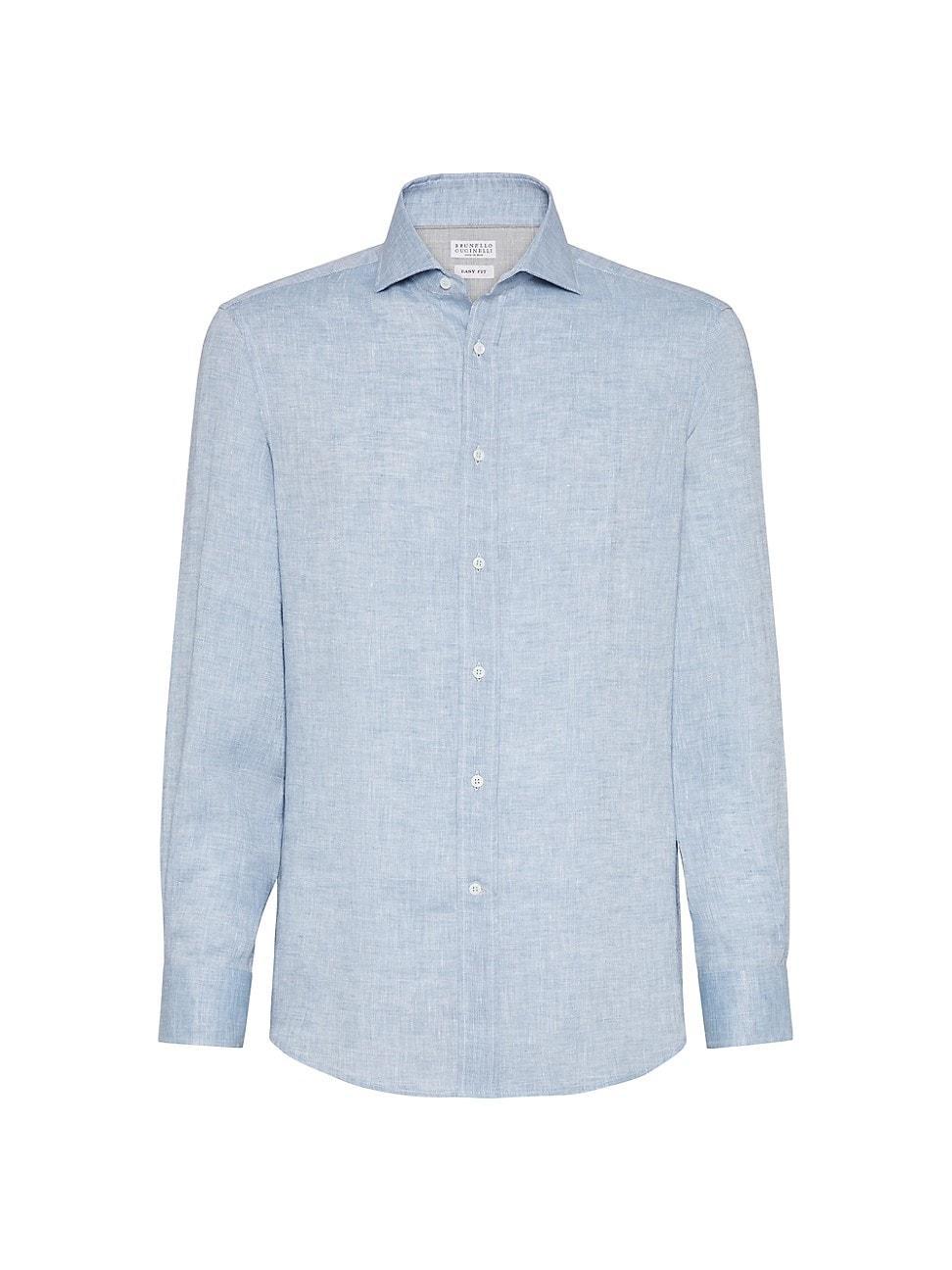 Mens Linen Easy Fit Shirt with Spread Collar Product Image