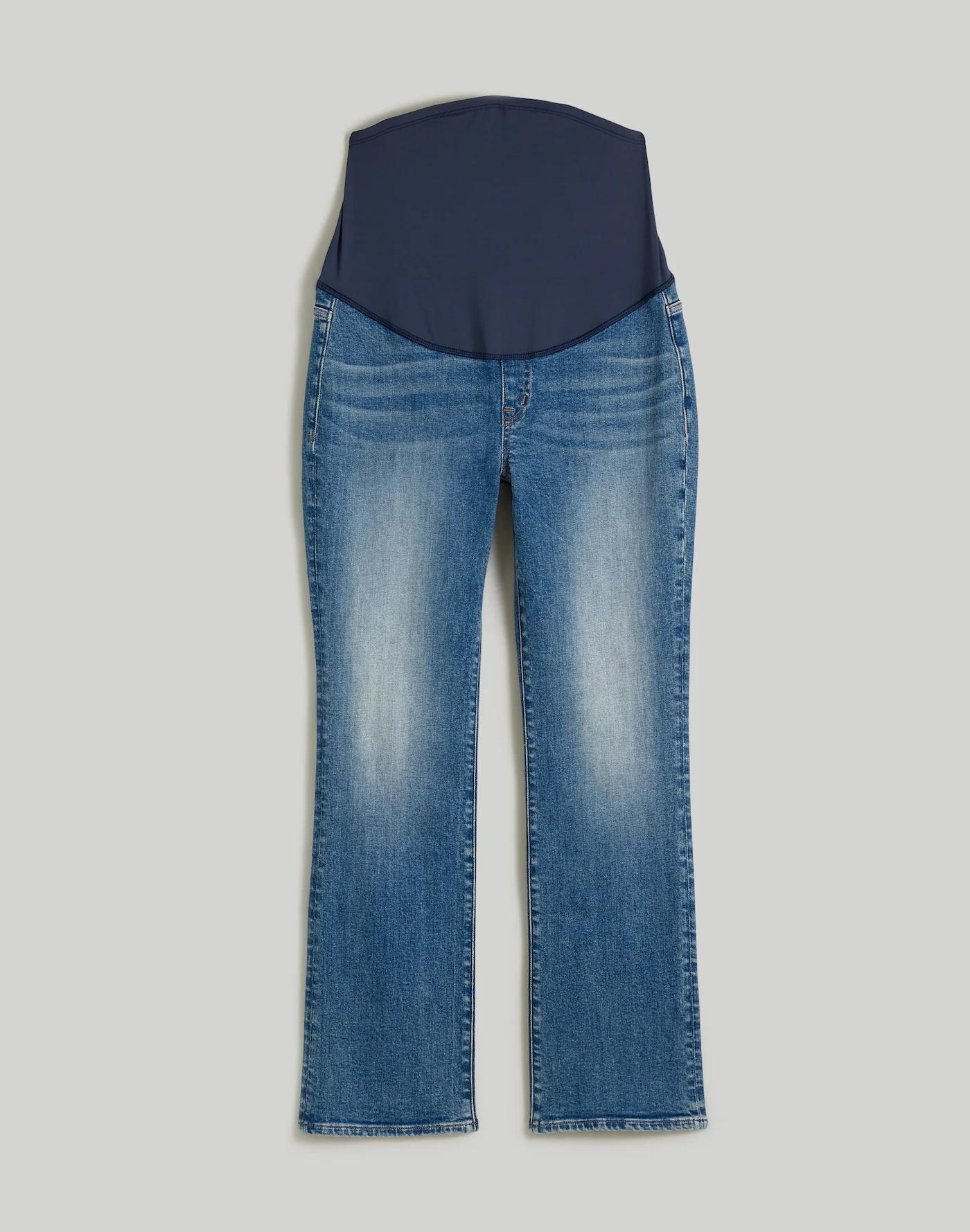 Petite Maternity Over-the-Belly Kick Out Crop Jeans in Oneida Wash Product Image