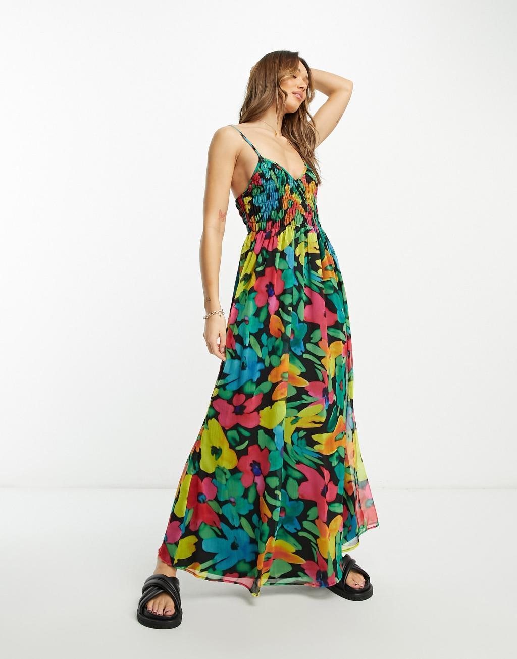 ASOS DESIGN soft shirred cami midi sundress Product Image
