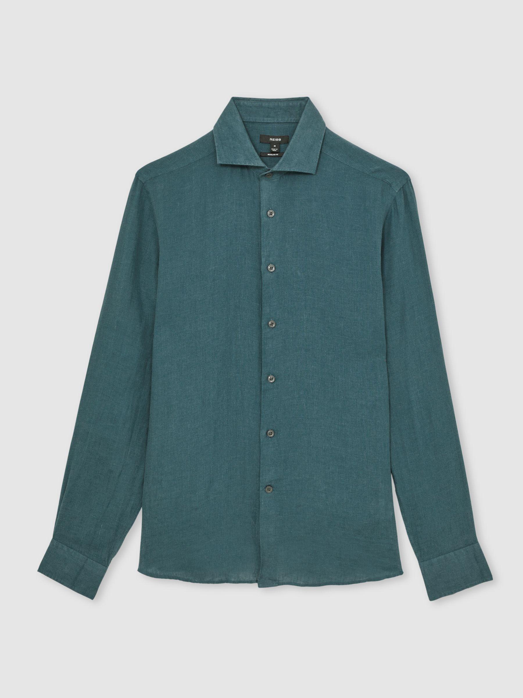Linen Cutaway-Collar Shirt in Orion Blue Product Image