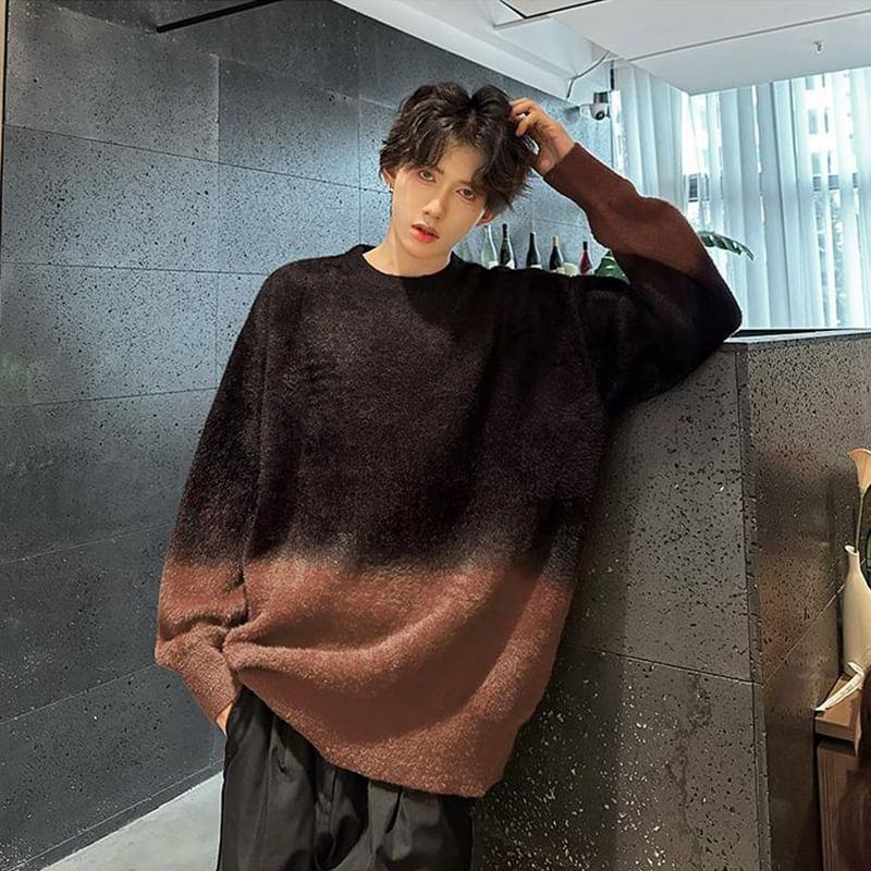 Crew Neck Gradient Sweater Product Image
