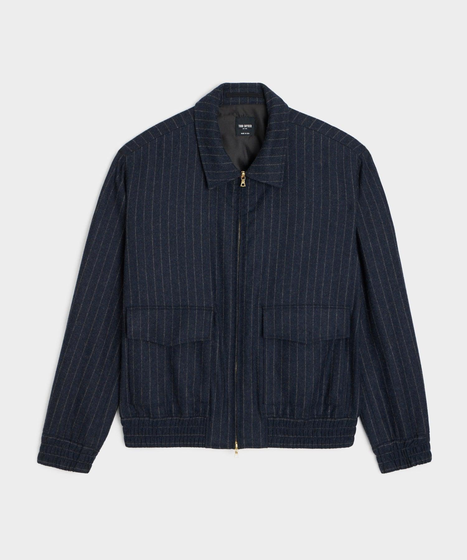 Italian Wool Grant Jacket in Navy Pinstripe Product Image