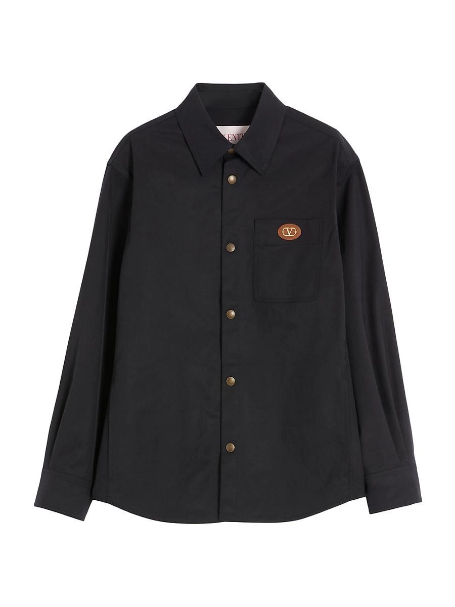 Mens Nylon Shirt Jacket with Rubberized V Detail Product Image