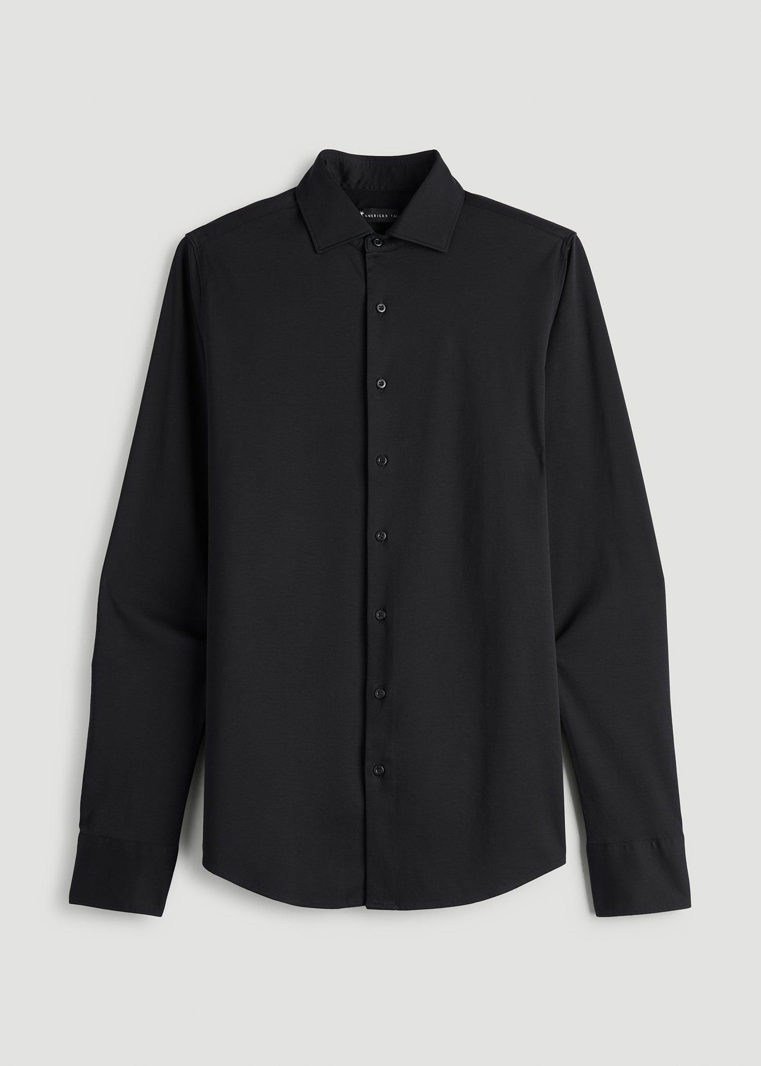 Stretch Jersey Dress Shirt for Tall Men in Black Male Product Image