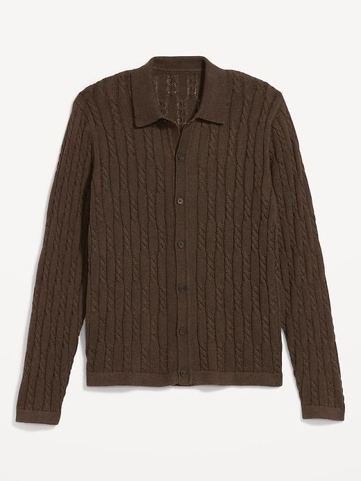 Button-Down Cable-Knit Sweater Product Image