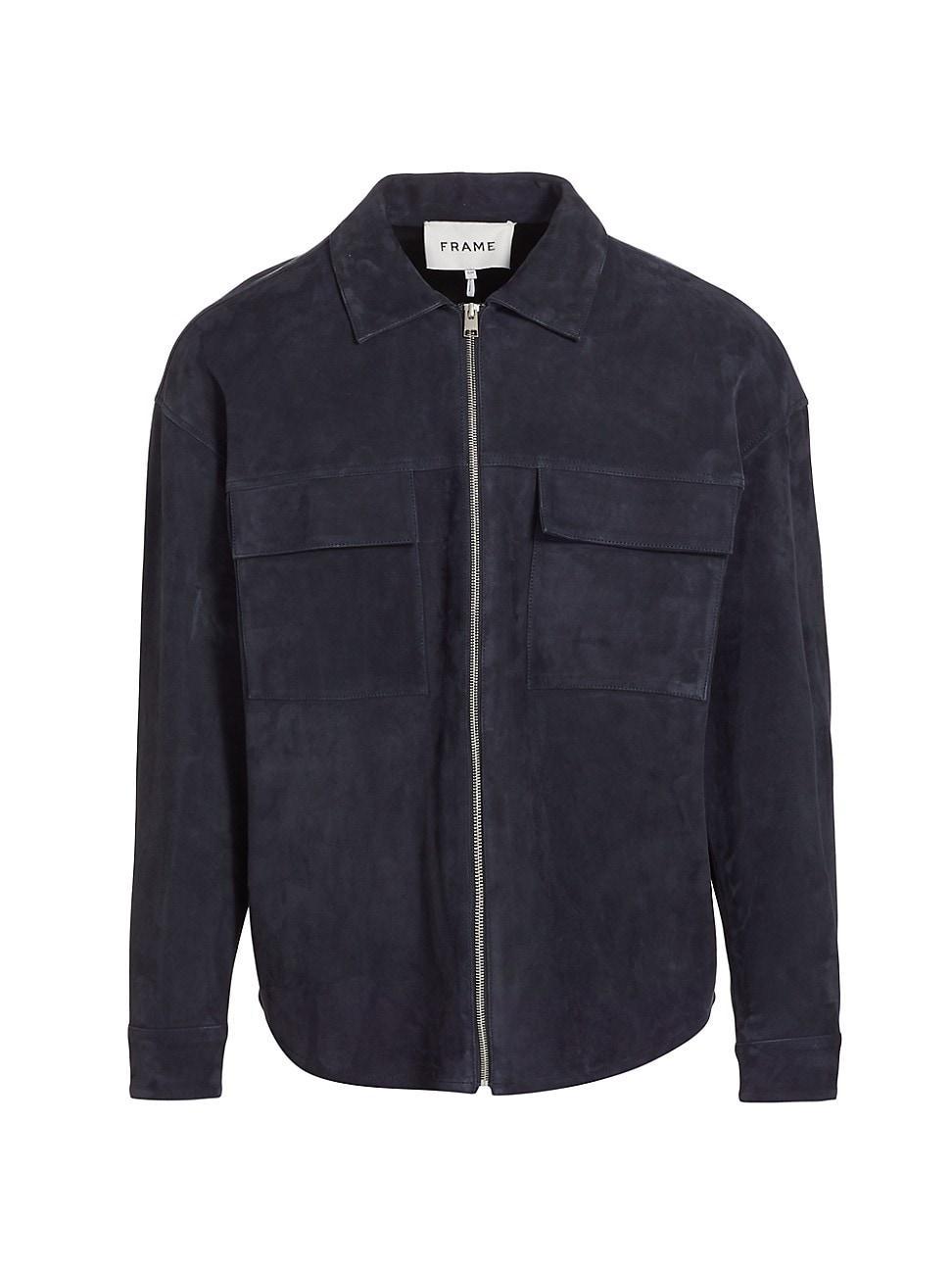 Mens Zip-Front Suede Shirt Product Image