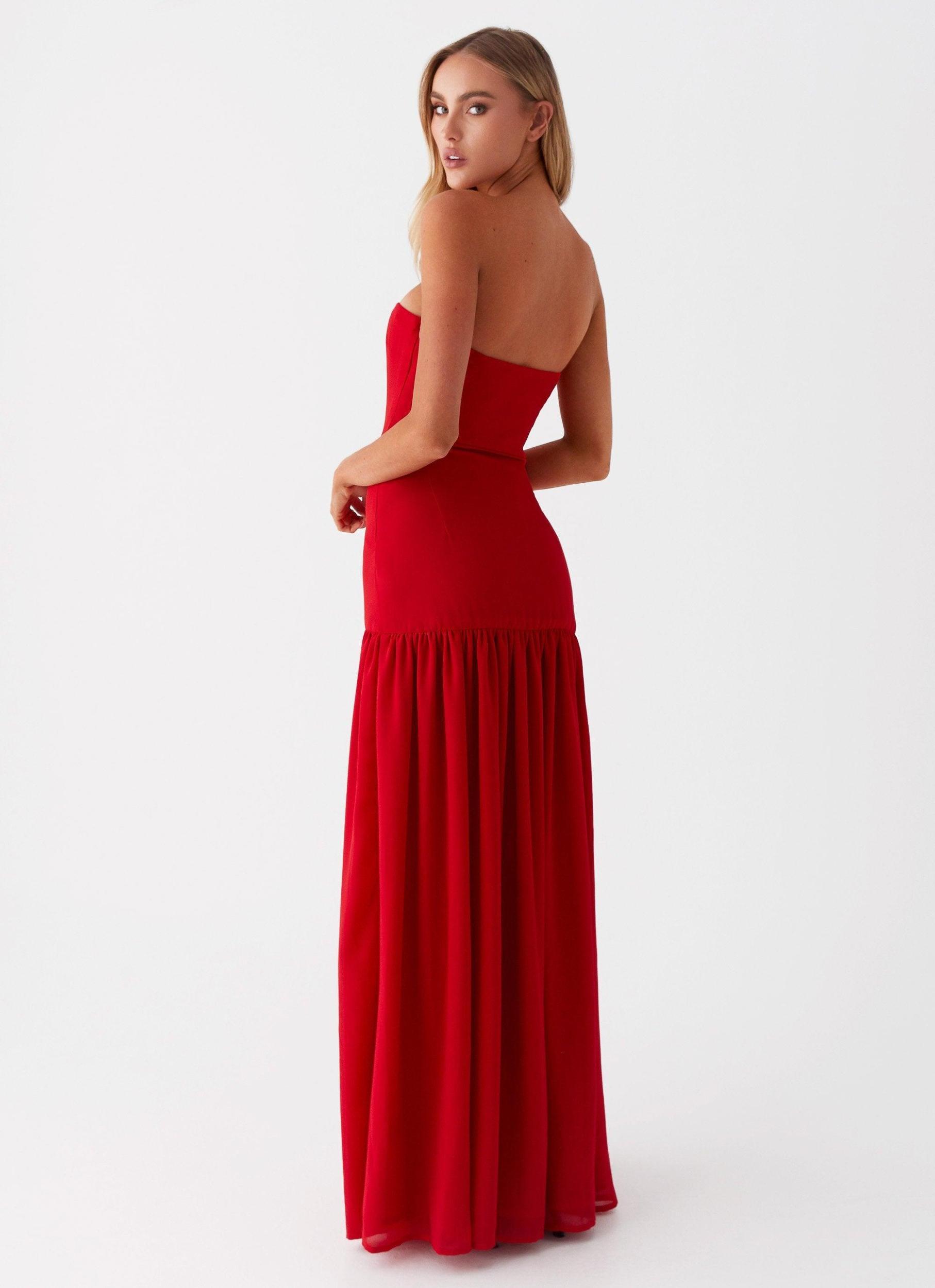 Eden Strapless Maxi Dress - Red Product Image