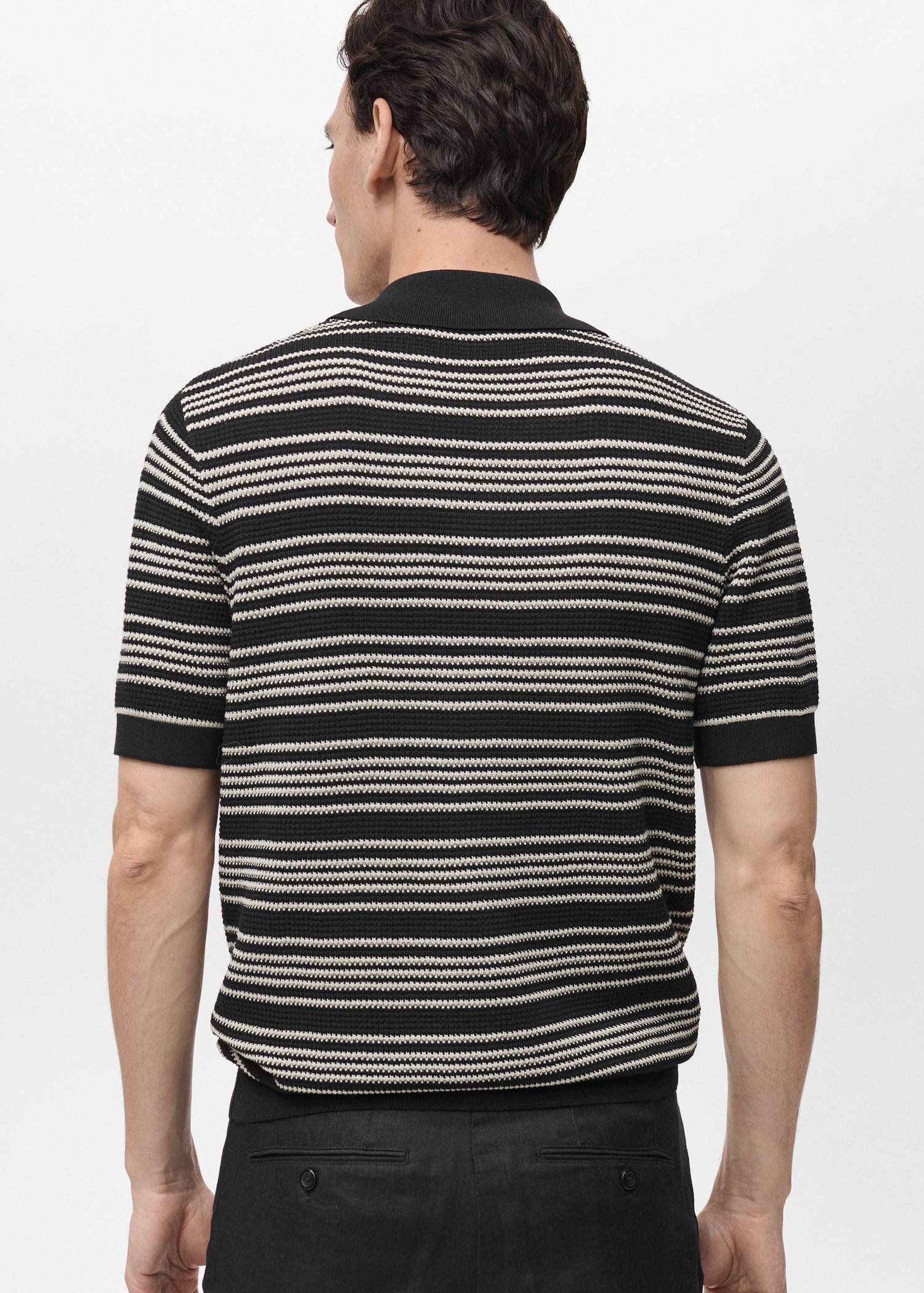 Striped braided-knit polo shirt - Men | MANGO USA Product Image